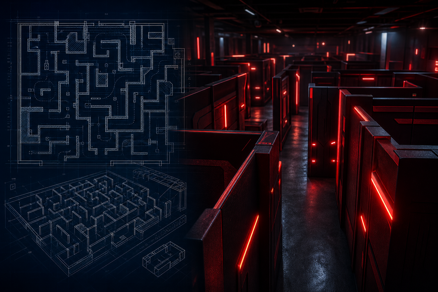 Designing a maze for a laser tag arena
